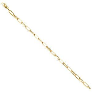 New 14K Solid Gold 4mm Paperclip Bracelet 7.25" inches long